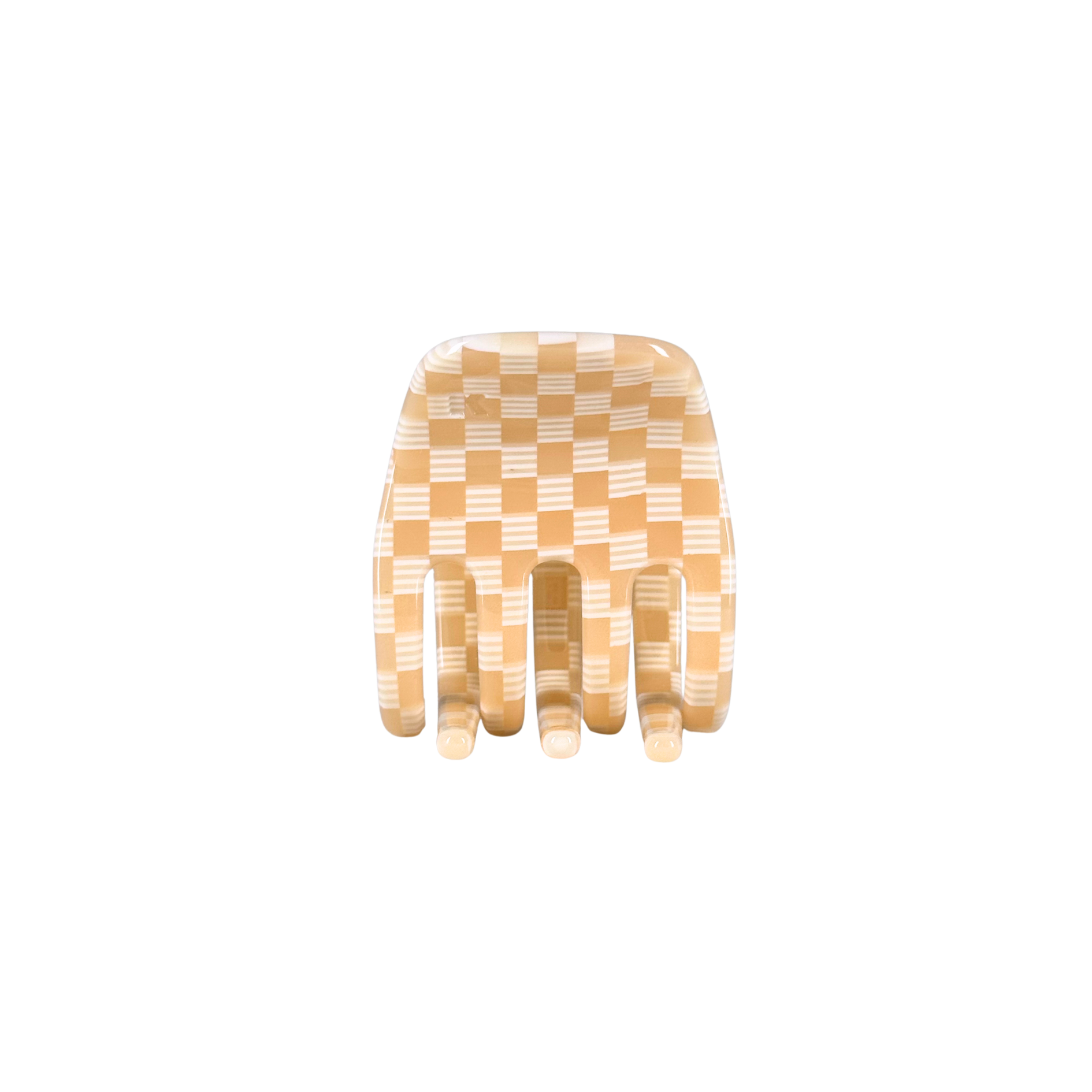 Small Hair Claw Clip — Peach Checker