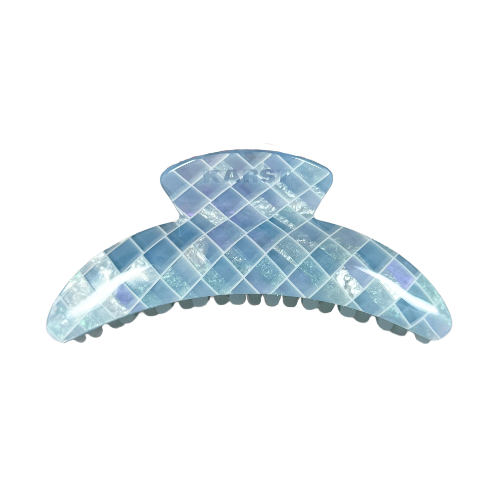 Slim Hair Claw Clip — Aquamarine Tile