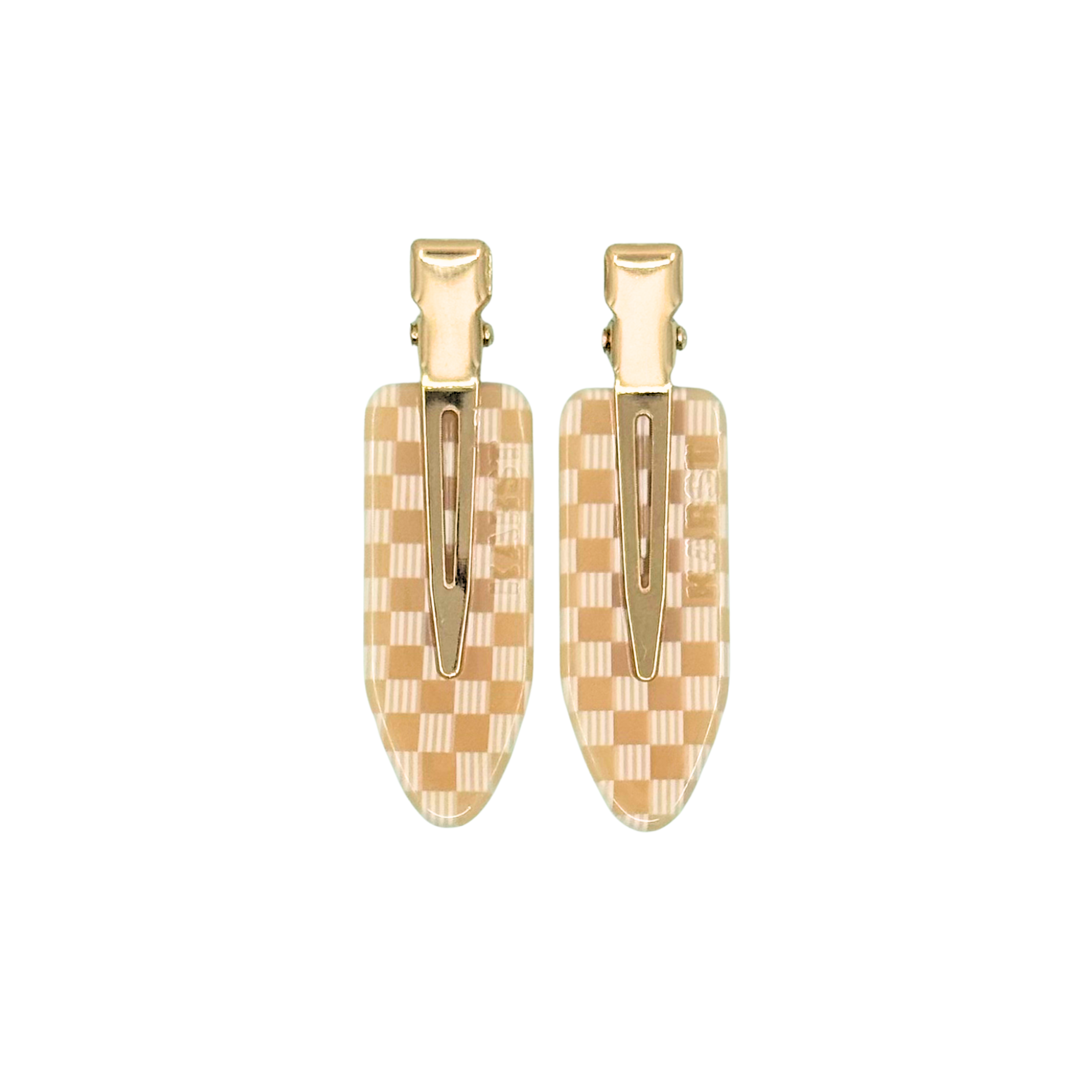 Creaseless Clips (Set of 2) — Peach Checker