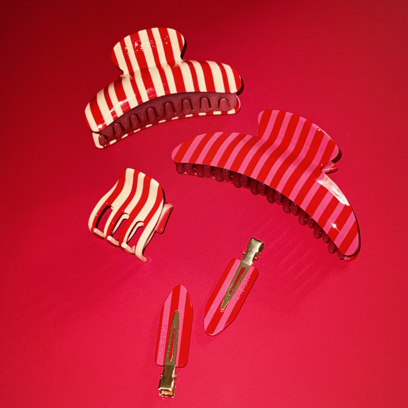 Small Hair Claw Clip — Peppermint Stripe