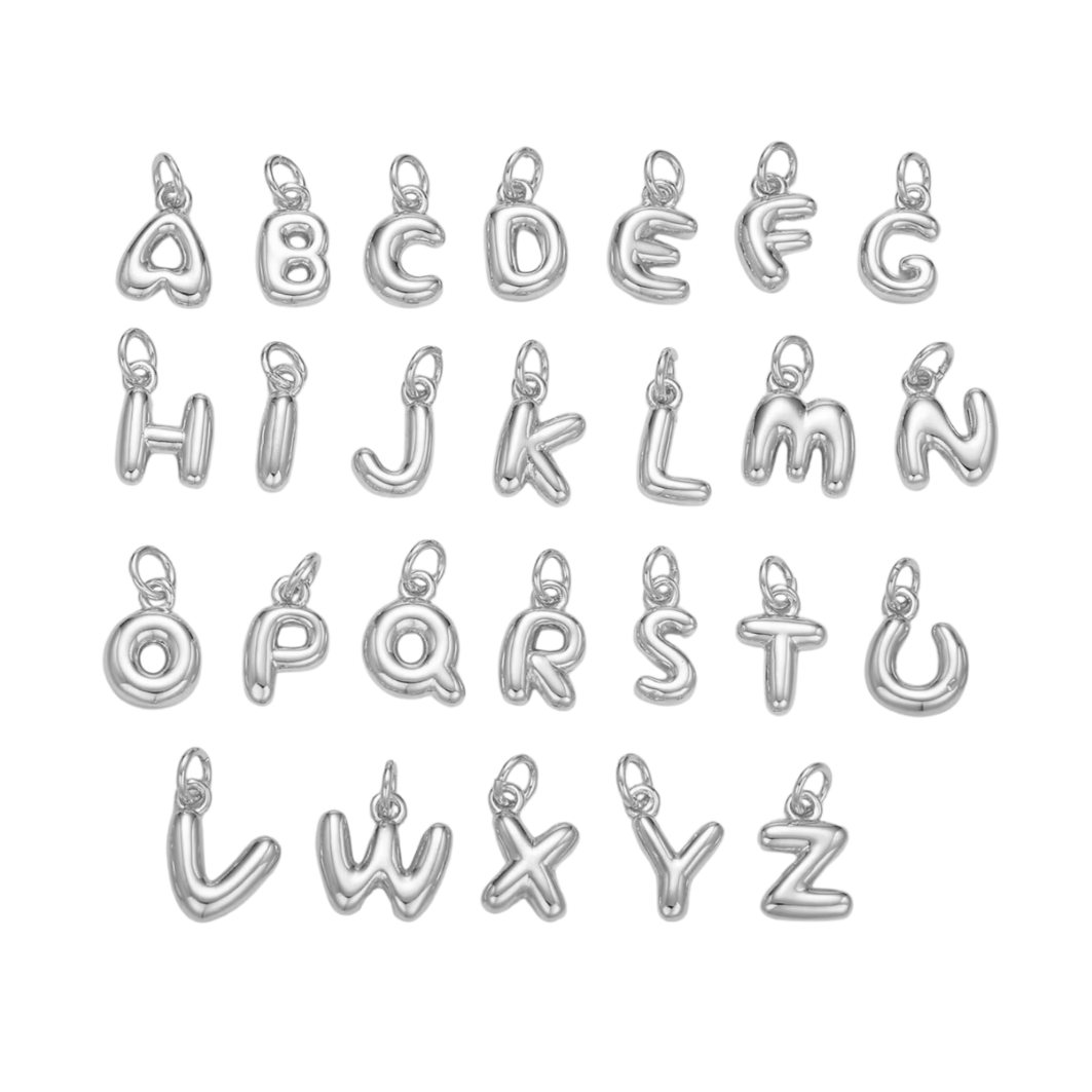 Hair Clip Charm — Bubble Initial (Silver)