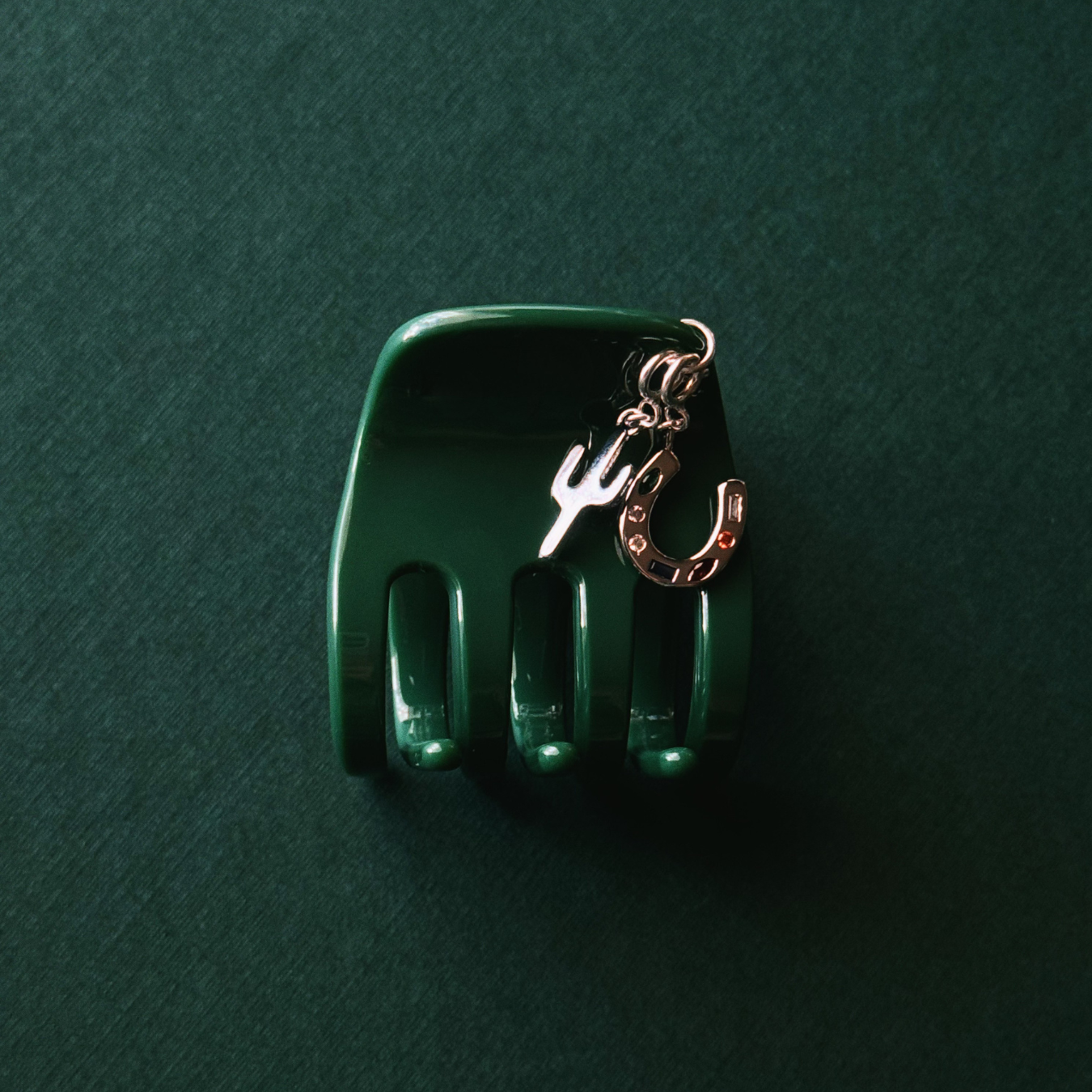 Hair Clip Charm — Lucky Horseshoe (Silver)