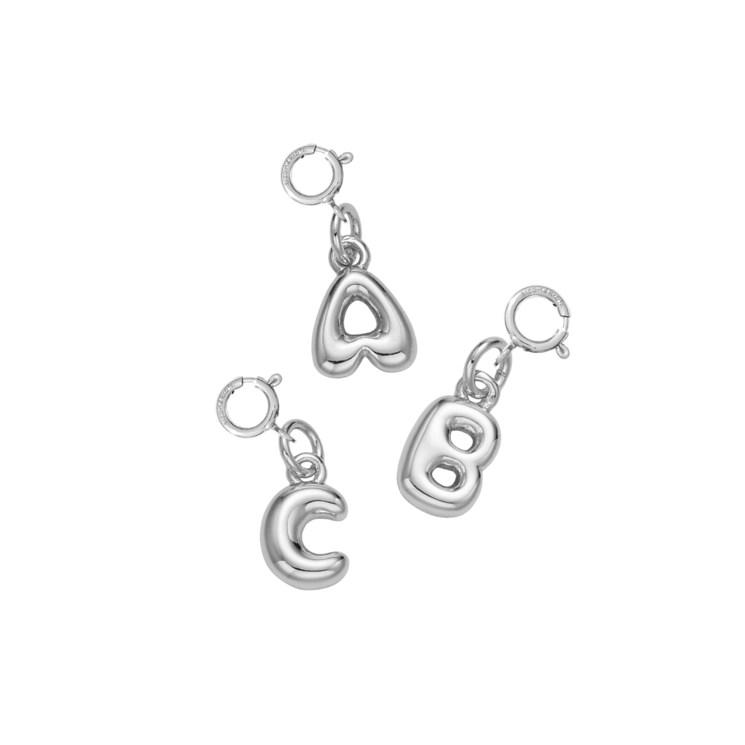 Hair Clip Charm — Bubble Initial (Silver)