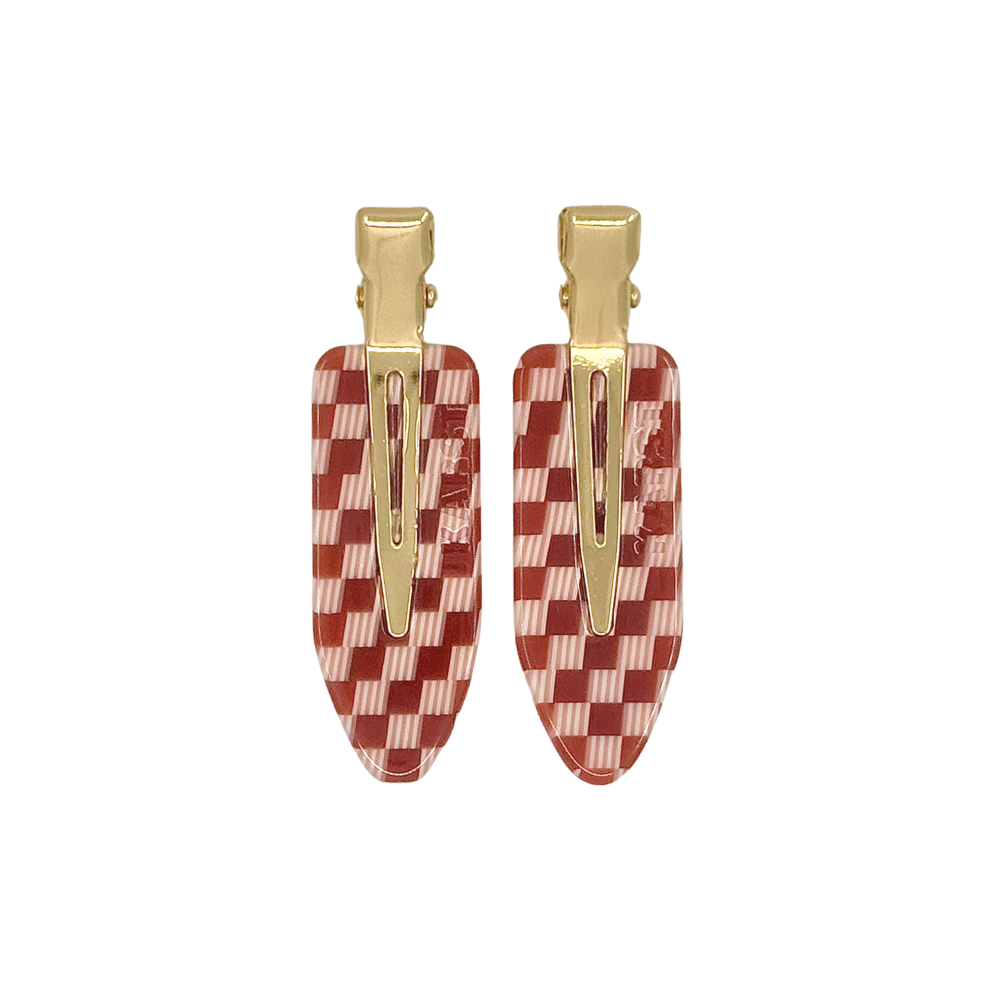Creaseless Clips (Set of 2) — Maraschino Checker