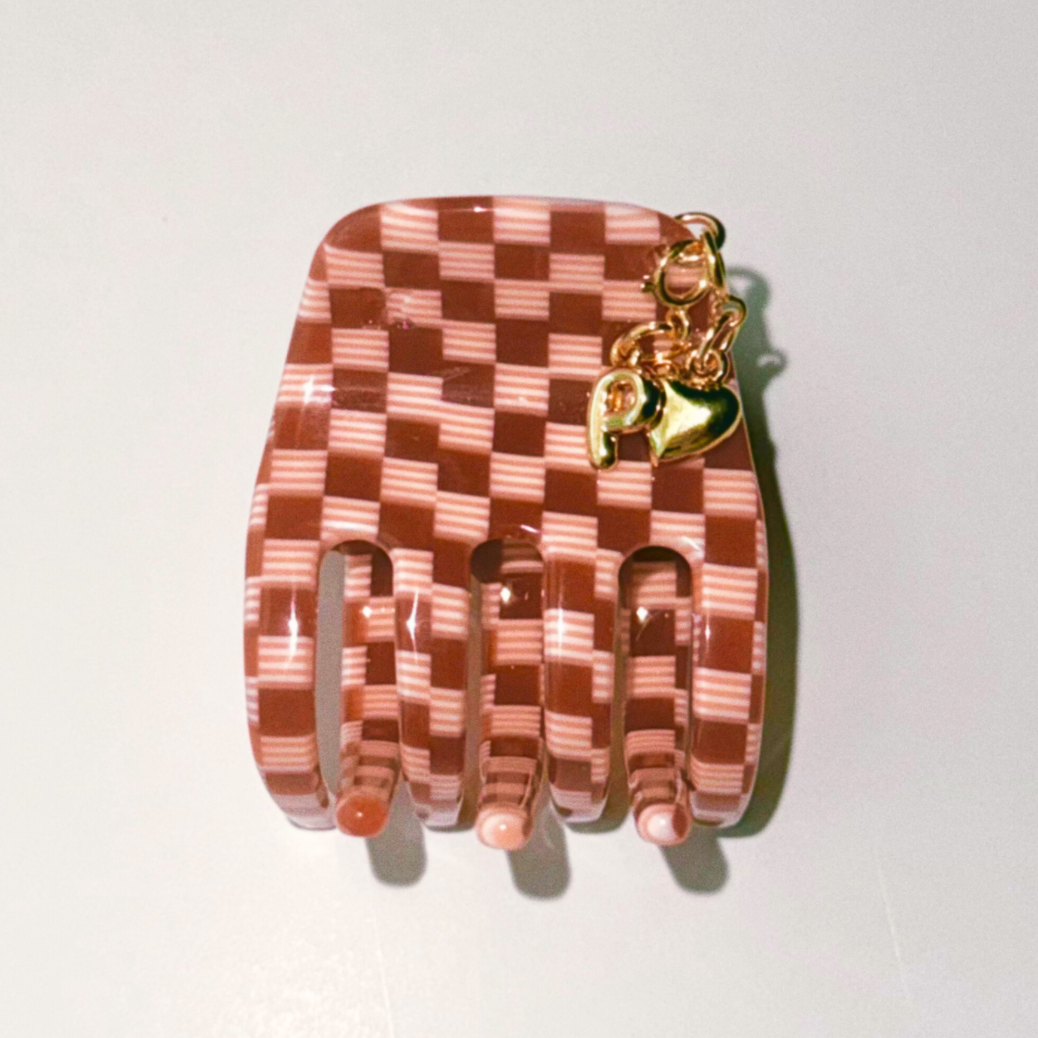 Small Hair Claw Clip — Maraschino Checker