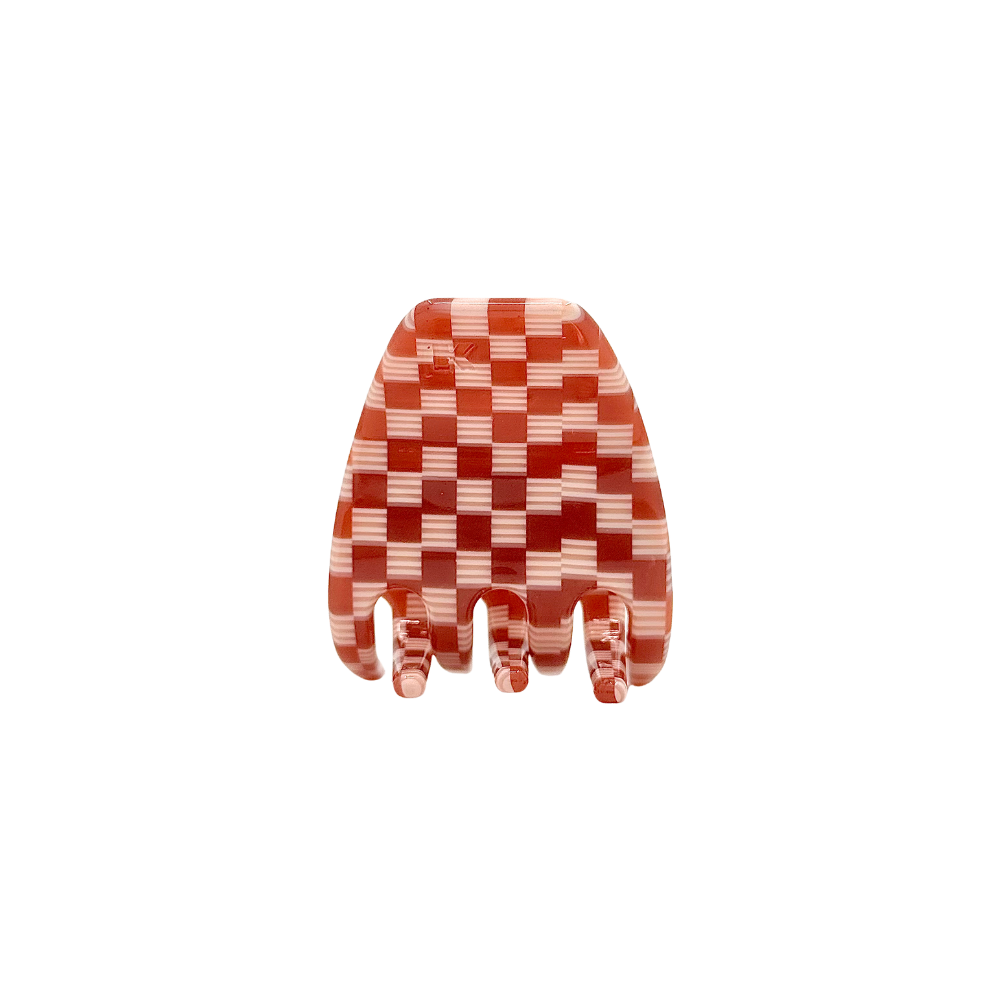 Mini Hair Claw Clip — Maraschino Checker