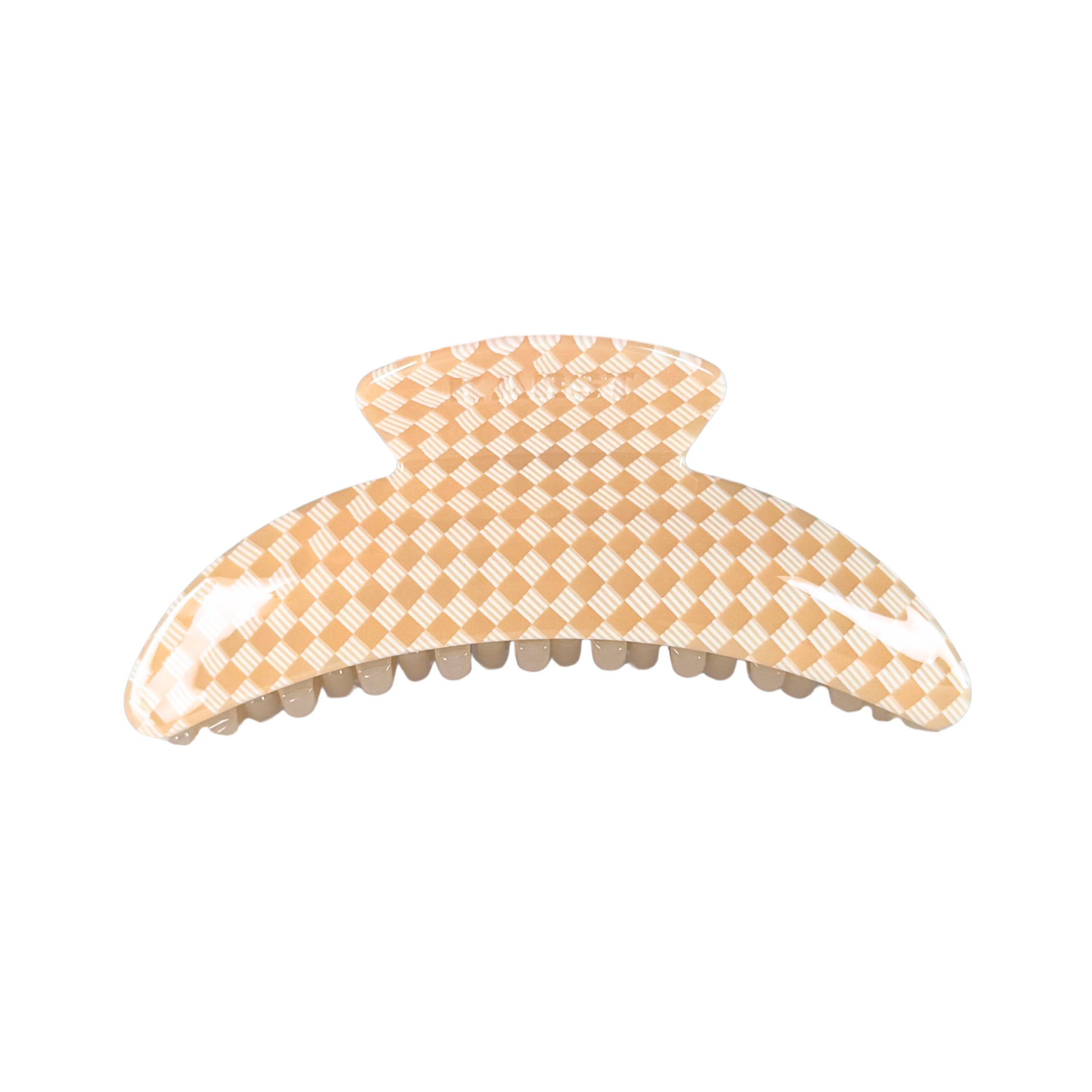 Slim Hair Claw Clip — Peach Checker