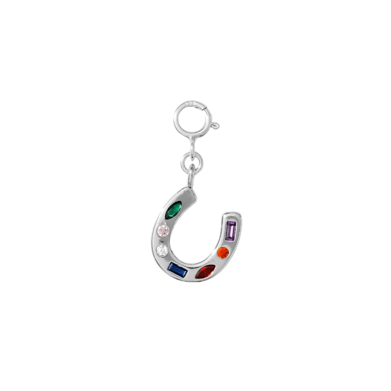 Hair Clip Charm — Lucky Horseshoe (Multicolored Gems)