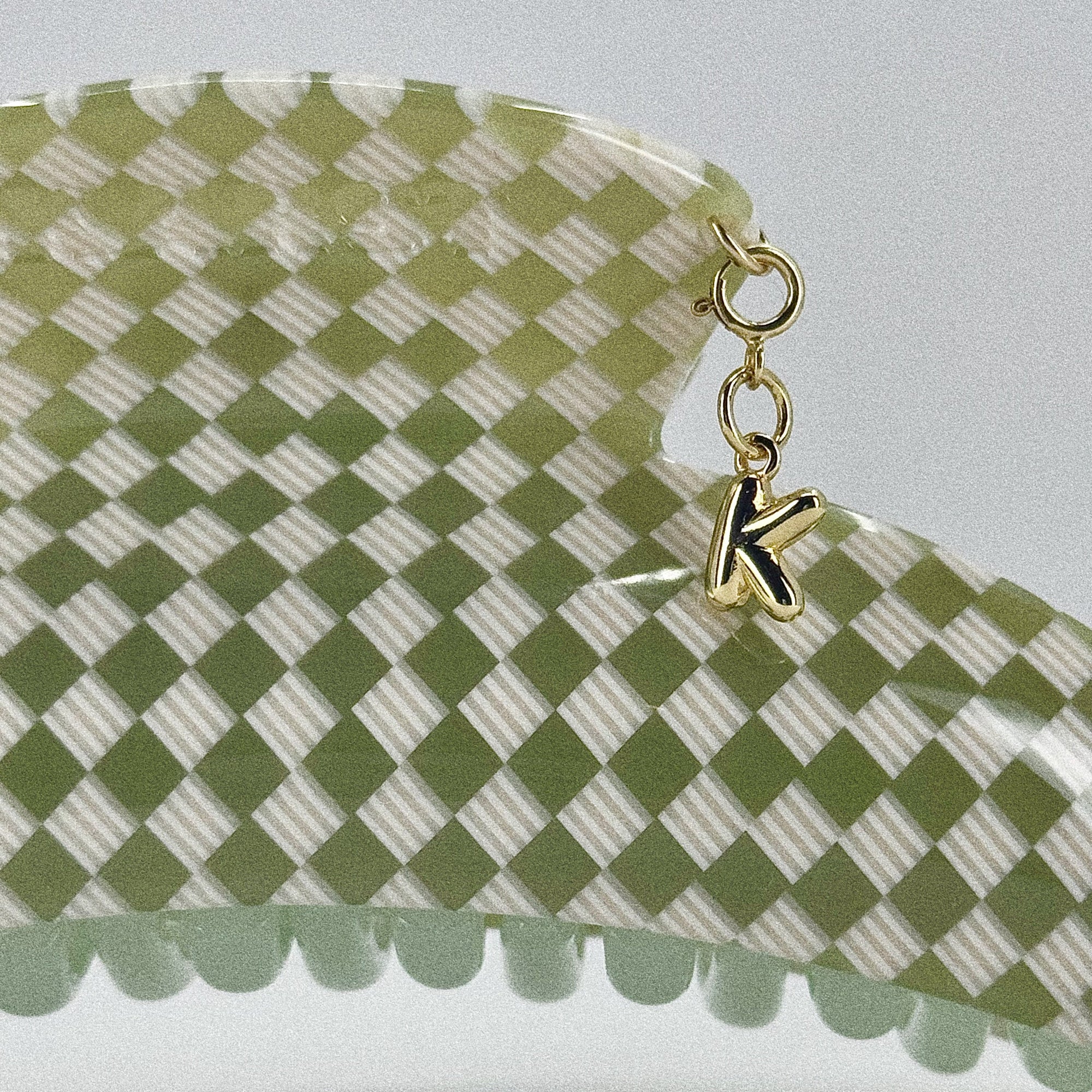 Slim Hair Claw Clip — Olive Checker