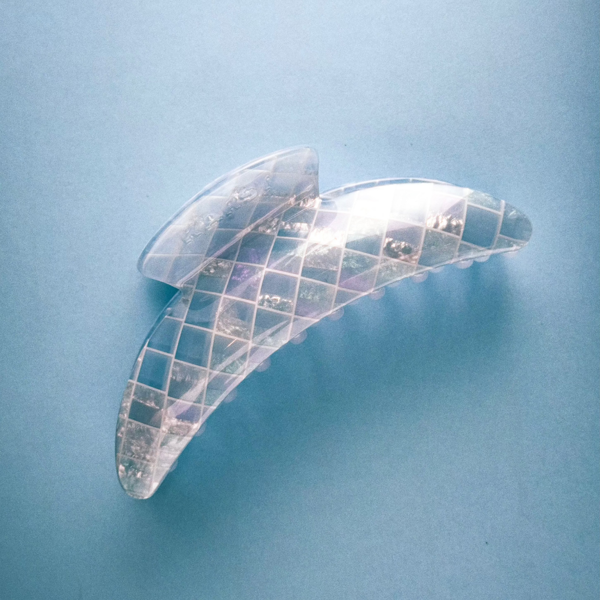 Slim Hair Claw Clip — Aquamarine Tile