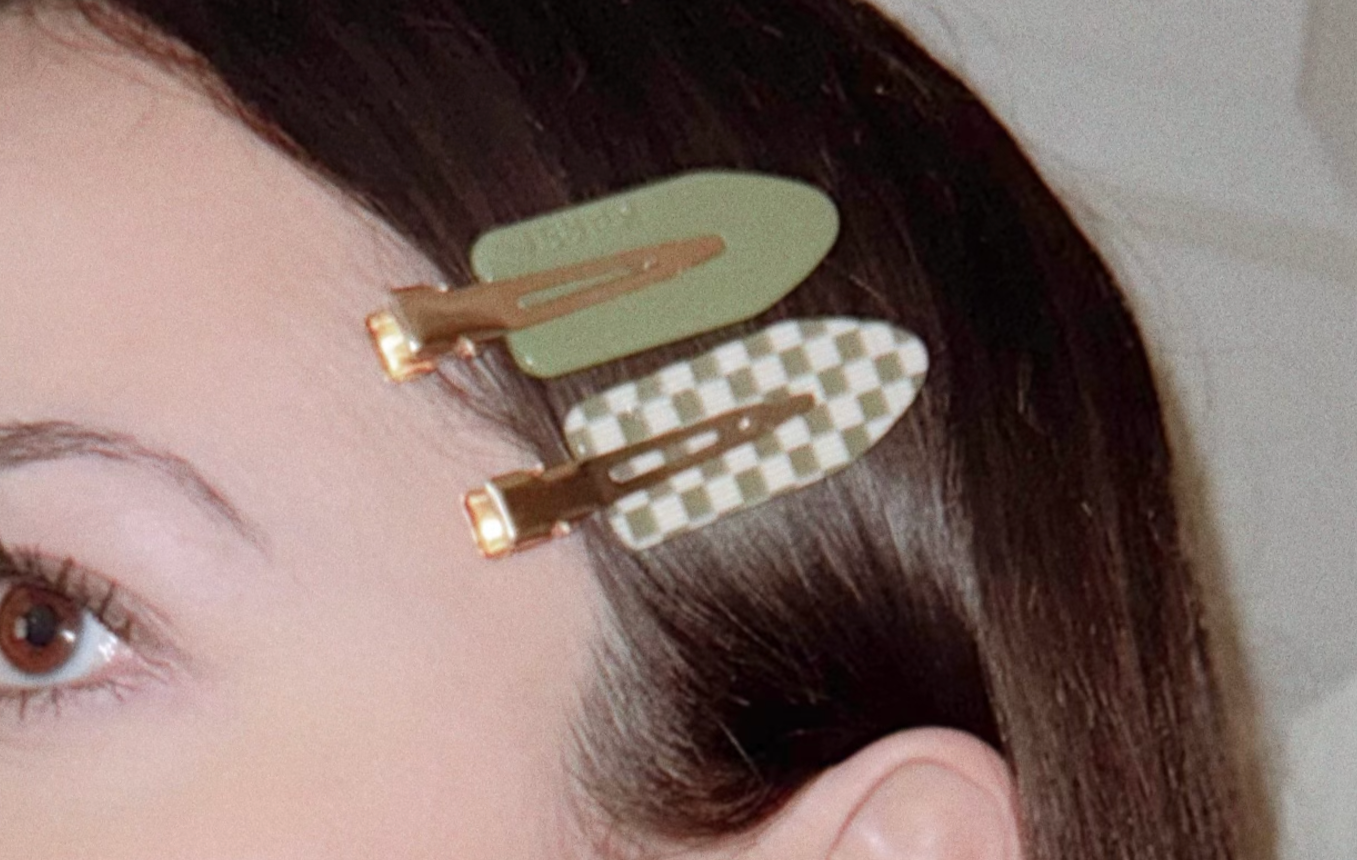 Creaseless Clips (Set of 2) — Olive Checker