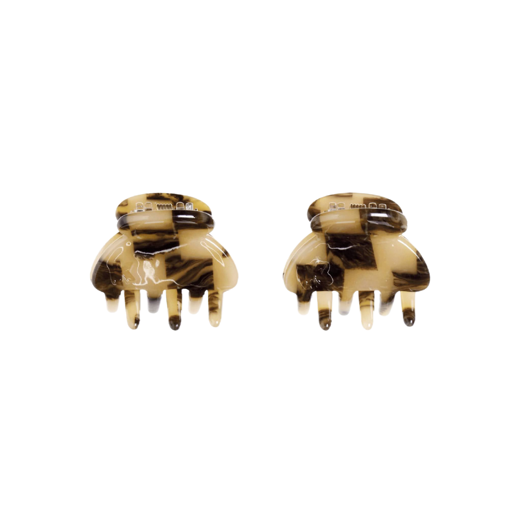 Baby Hair Claw Clip (Set of 2) — Faded Checker