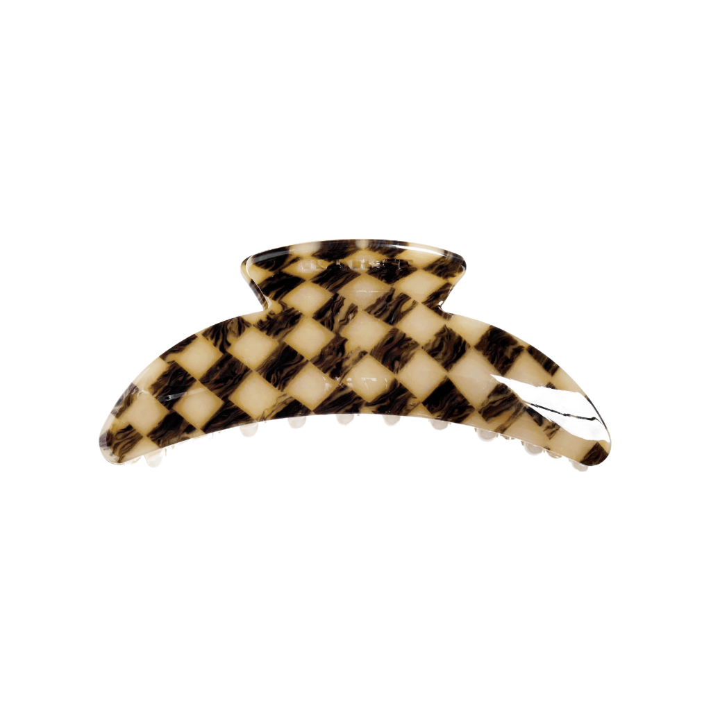 Slim Hair Claw Clip — Faded Checker